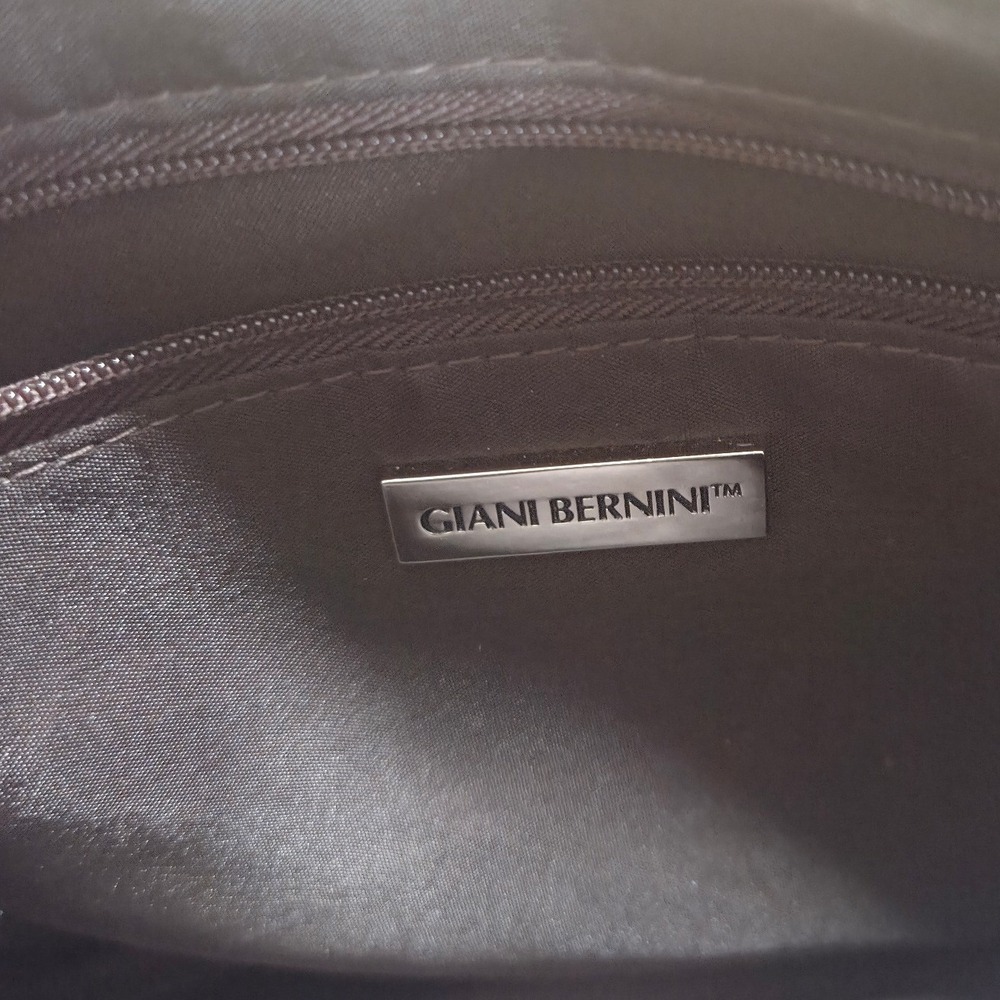 Gianni Bernini Brown Leather Hobo Shoulder Bag Purse With Heart Charm - Picture 3 of 6